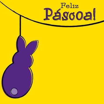 Hand drawn Easter bunny card in vector format. Words translate to "Happy Ea.. Stockillustratie