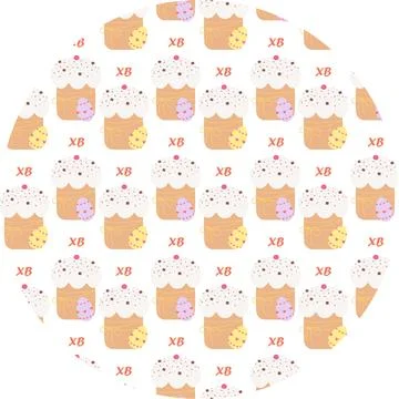 Hand Drawn Easter Cake and Painted Easter Eggs with Hearts decor Easter Stock Illustration