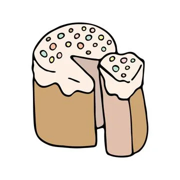 Hand drawn easter cake, bread. Doodle vector illustration Stock Illustration