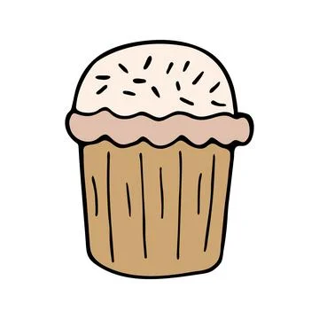 Hand drawn easter cake, bread. Doodle vector illustration Illustrazione stock