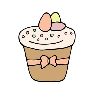 Hand drawn easter cake, bread. Doodle vector illustration Illustrazione stock