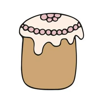 Hand drawn easter cake, bread. Doodle vector illustration Stock Illustration