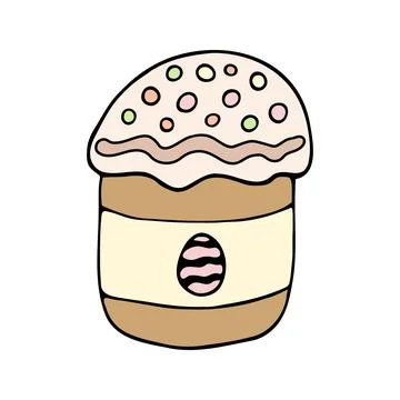 Hand drawn easter cake, bread. Doodle vector illustration Stock Illustration