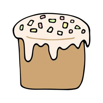 Hand drawn easter cake, bread. Doodle vector illustration Stock Illustration