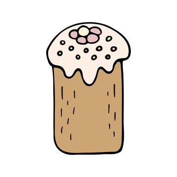 Hand drawn easter cake, bread. Doodle vector illustration Stock Illustration