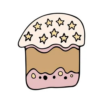 Hand drawn easter cake, bread. Doodle vector illustration Stock Illustration