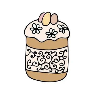 Hand drawn easter cake, bread. Doodle vector illustration Stock Illustration