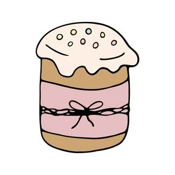 Hand drawn easter cake, bread. Doodle vector illustration Stock Illustration