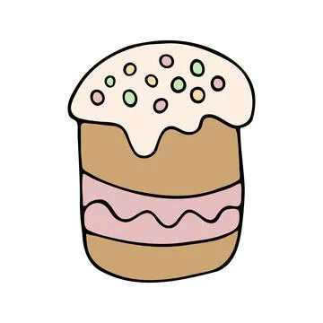 Hand drawn easter cake, bread. Doodle vector illustration Illustrazione stock