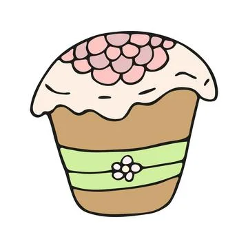 Hand drawn easter cake, bread. Doodle vector illustration Stock Illustration