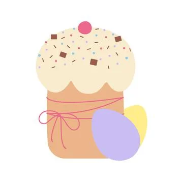 Hand drawn Easter Cake sprinkles and chocolate pieces decorate with painted 스톡 일러스트