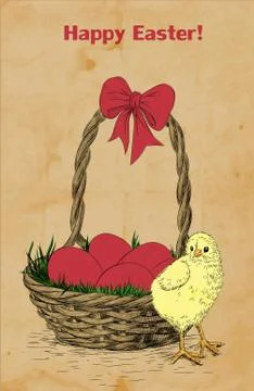 Hand -drawn easter card Stock Illustration