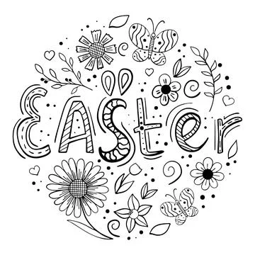 Hand drawn Easter design with decorative elements, doodle style, great for .. Illustrazione stock