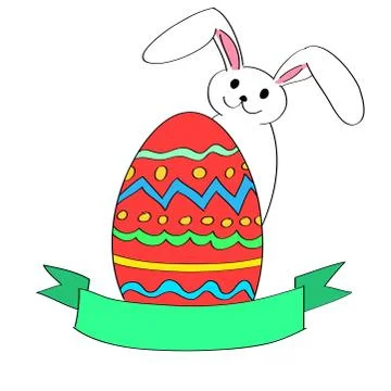 Hand drawn easter egg and bunny Stock Illustration