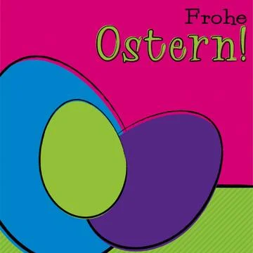 Hand drawn Easter egg card in vector format. Words translate to "Happy Easter Stock Illustration