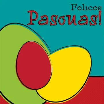 Hand drawn Easter egg card in vector format. Words translate to "Happy Easter Stock Illustration