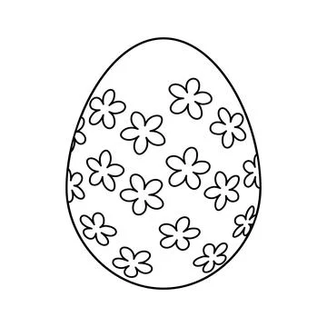 Hand drawn Easter egg. Coloring book page antistress for adults and children. Stock Illustration