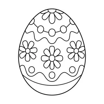 Hand drawn Easter egg. Coloring book page antistress for adults and children. Stock Illustration