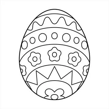 Hand drawn Easter egg. Coloring book page antistress for adults and children. Stock Illustration