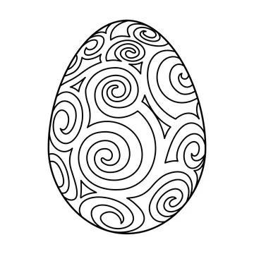Hand drawn Easter egg. Coloring book page antistress for adults and children. Stock Illustration