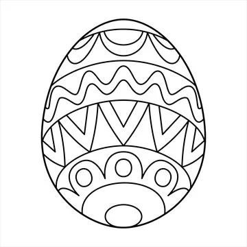 Hand drawn Easter egg. Coloring book page antistress for adults and children. Stock Illustration