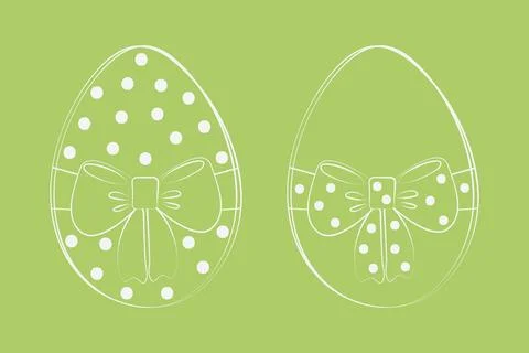 Hand drawn Easter Egg decorated tied ribbon bow and polka dots Minimalistic flat 库存插图