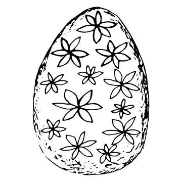 Hand-drawn easter egg with floral pattern 库存插图