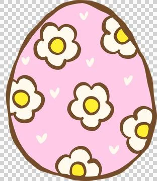 Hand drawn Easter Egg With Flower Daisy Pattern Stock Illustration