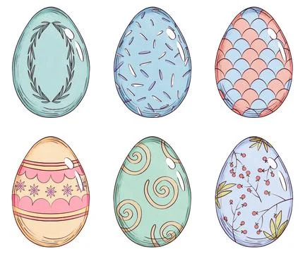Hand Drawn Easter Egg Illustration Bundle Stock Illustration