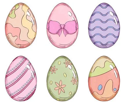 Hand Drawn Easter Egg Illustration Bundle Stock Illustration