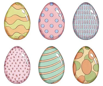 Hand Drawn Easter Egg Illustration Bundle Stock Illustration