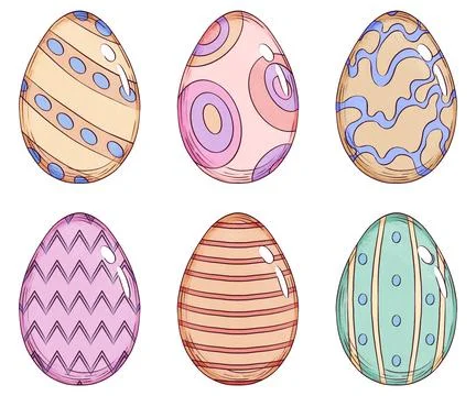 Hand Drawn Easter Egg Illustration Bundle Stock Illustration