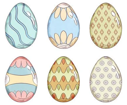 Hand Drawn Easter Egg Illustration Bundle Stock Illustration