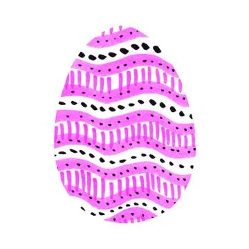 Hand drawn Easter egg isolated on white background. Pattern of dots and lines Stock Illustration