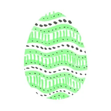 Hand drawn Easter egg isolated on white background. Pattern of dots and lines Stock Illustration