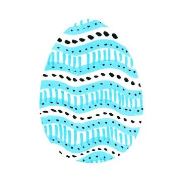 Hand drawn Easter egg isolated on white background. Pattern of dots and lines 스톡 일러스트