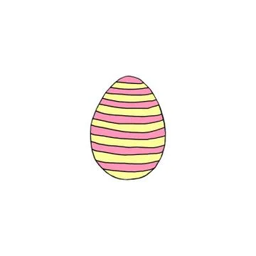 Hand drawn Easter egg isolated on white background. Pattern of dots and lines Stock Illustration