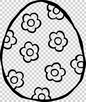 Hand drawn Easter Egg Outline With Flower Daisy Pattern Stock Illustration