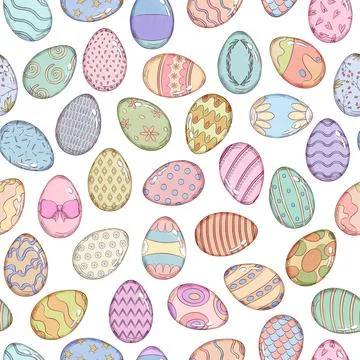 Hand Drawn Easter Egg Seamless Pattern Illustrazione stock