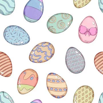 Hand Drawn Easter Egg Seamless Pattern イラスト素材
