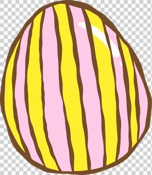 Hand drawn Easter Egg With Stripes Pattern Pink and Yellow Stockillustratie