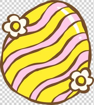 Hand drawn Easter Egg With Wavy Stripes Pattern and Flowers Stockillustratie