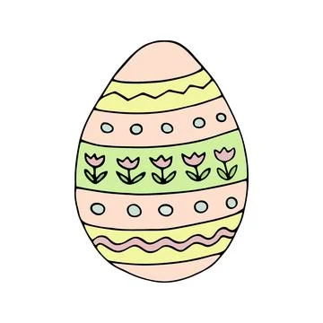 Hand drawn easter eggs with decoration. Doodle vector Stock Illustration