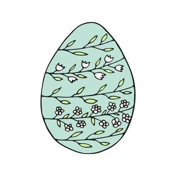 Hand drawn easter eggs with decoration. Doodle vector Stock Illustration