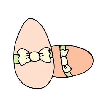 Hand drawn easter eggs with decoration. Doodle vector Stock Illustration