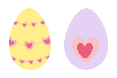 Hand Drawn Easter Eggs with Heart shape Decor Colorful Easter Themes Minimalist イラスト素材