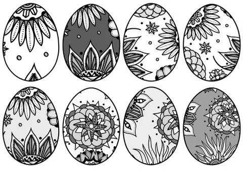 Hand drawn easter eggs Stock Illustration