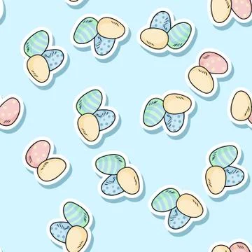 Hand drawn easter eggs seamless background. Pastel colors Stock Illustration