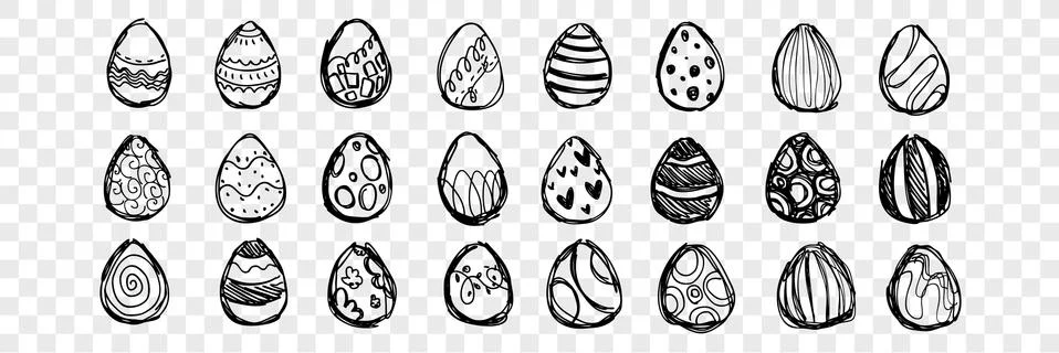 Hand drawn easter eggs set collection Stock Illustration