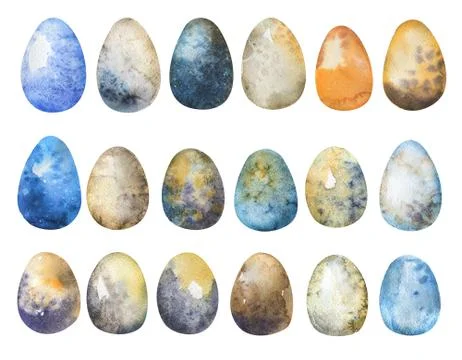 Hand drawn Easter eggs watercolor set. Illustration for greeting Illustrazione stock
